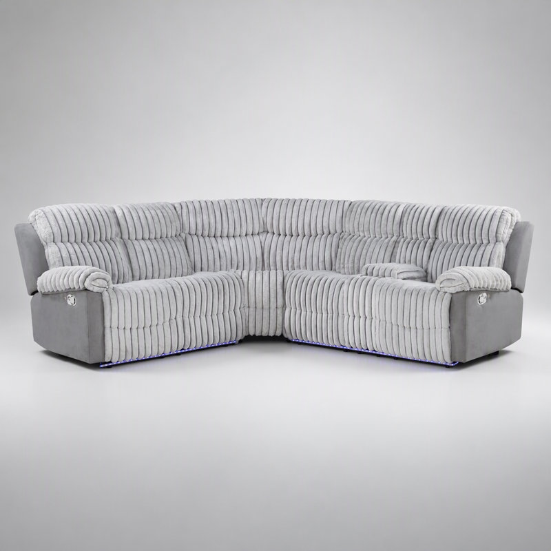 Canapé modulaire gris avec DEL et inclinaison manuelle