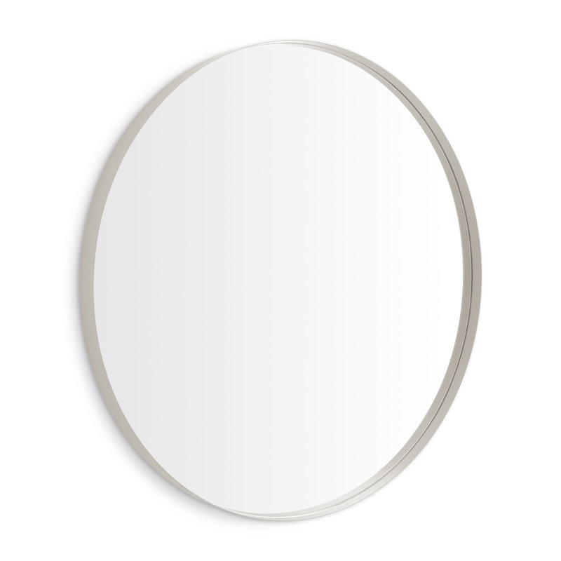 Hoopla Round Metal Wall Mirror, Putty, 46" x 46"