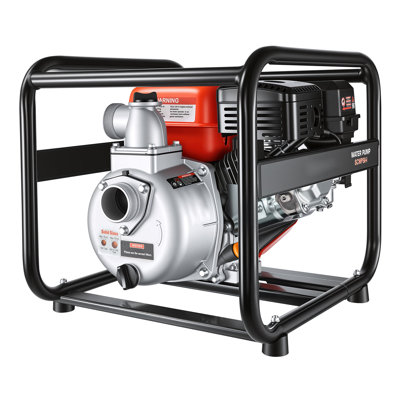 Gas Powered Water Pump, 2 in, 132 GPM 6.5HP Semi Trash Water Transfer Pump Portable, Gasoline Engine with 25 ft Discharge Hose, Heavy Duty Frame, Cast Iron Impeller, for Irrigation, Ponds, Pools