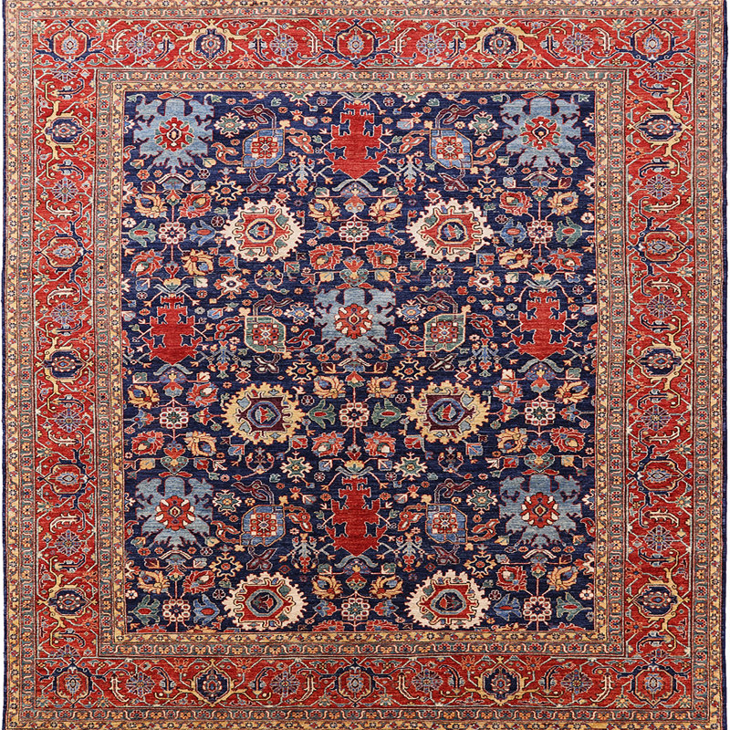 Tapis rouge / mauve, Carré 4 pi