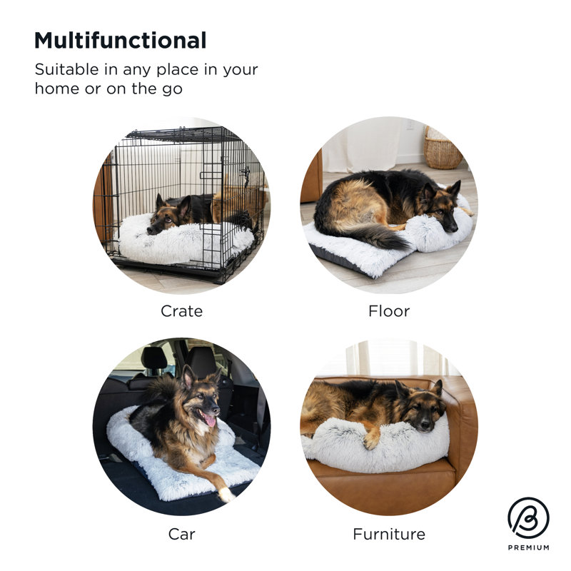 Large Orthopedic Waterproof Faux Fur Dog Bed with Bolster