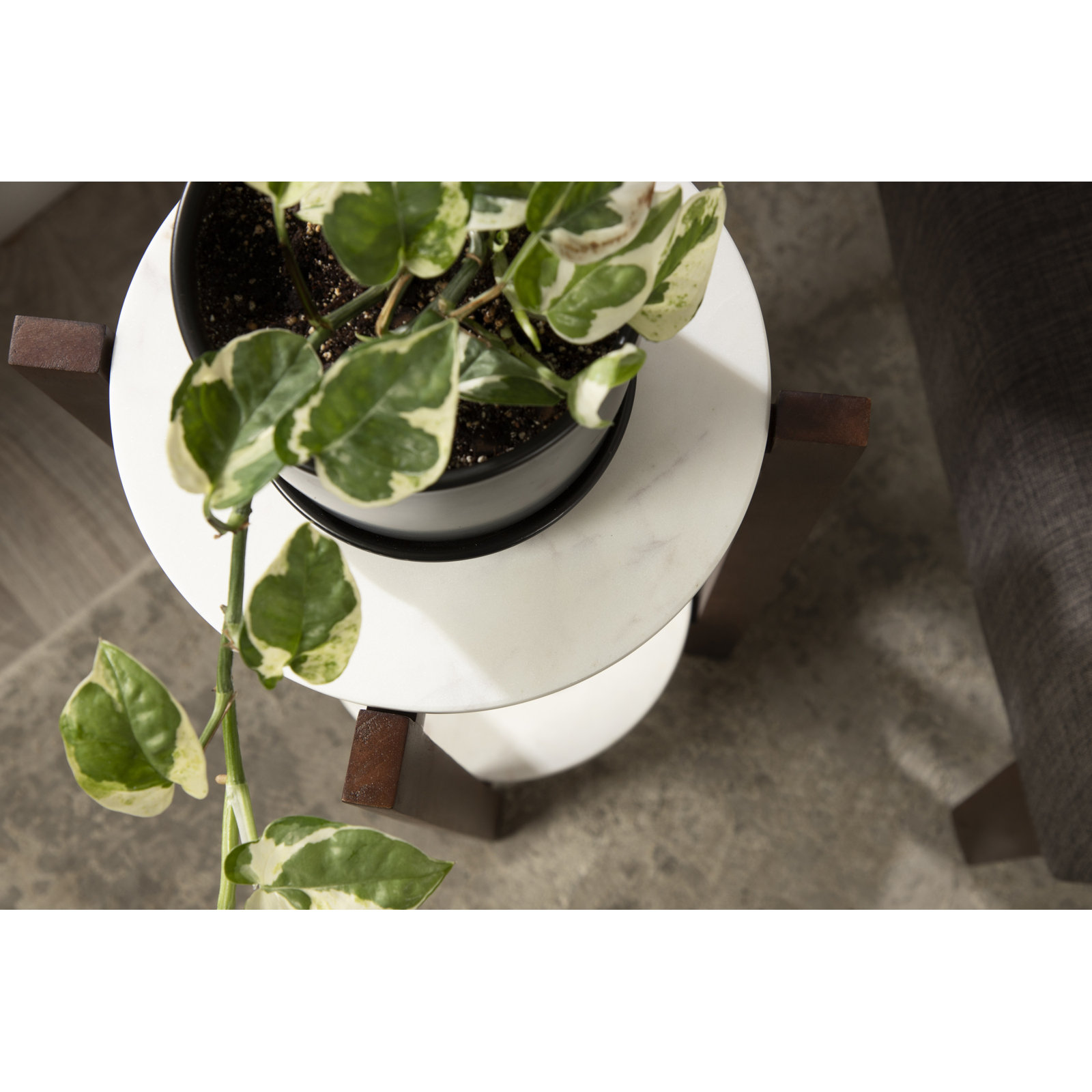 Oakdale Multi-Tiered Plant Stand, Walnut Brown/White, 25" H x 12" W x 12" D