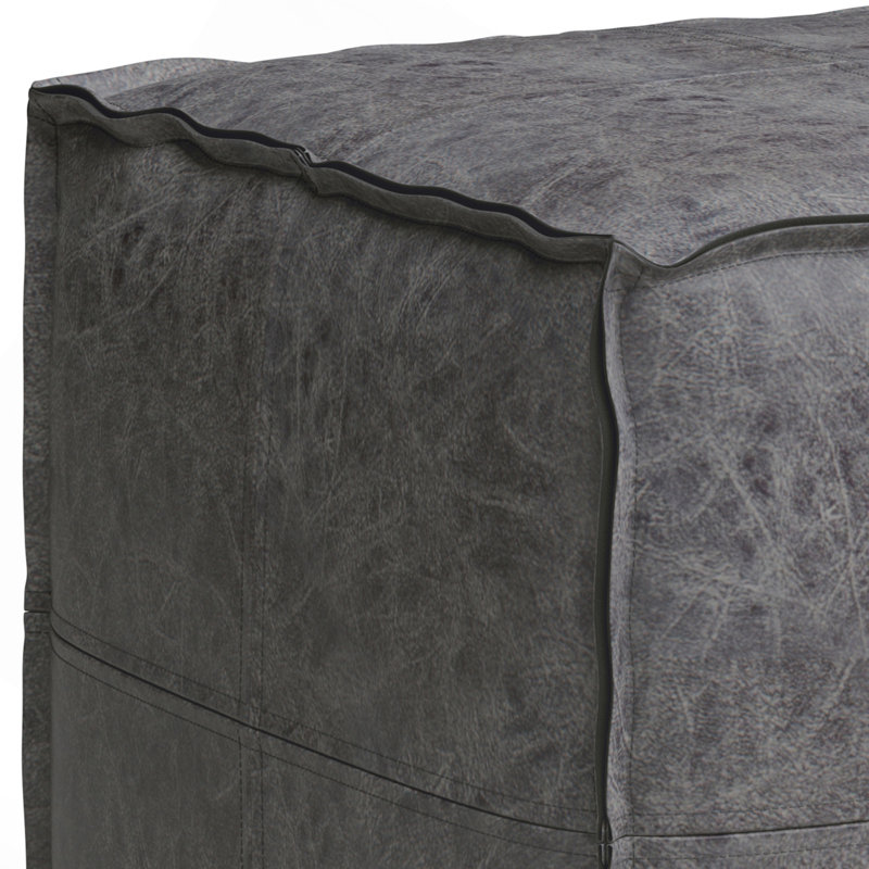 Brody - Pouf carré - noir vieilli, L 18 po, Gris foncé