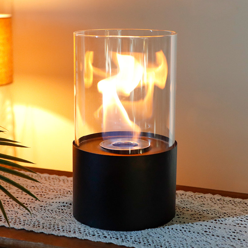 Belfry Heating Bio-Ethanol Outdoor Tabletop Fireplace with Flame Guard, Black, 29cm H x 16.5cm W x 16.5cm D