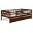 Twin Size Daybed With Trundle And Firm Fence Guardrails In Walnut Wood Guardrails, Natural-615740448-615740451