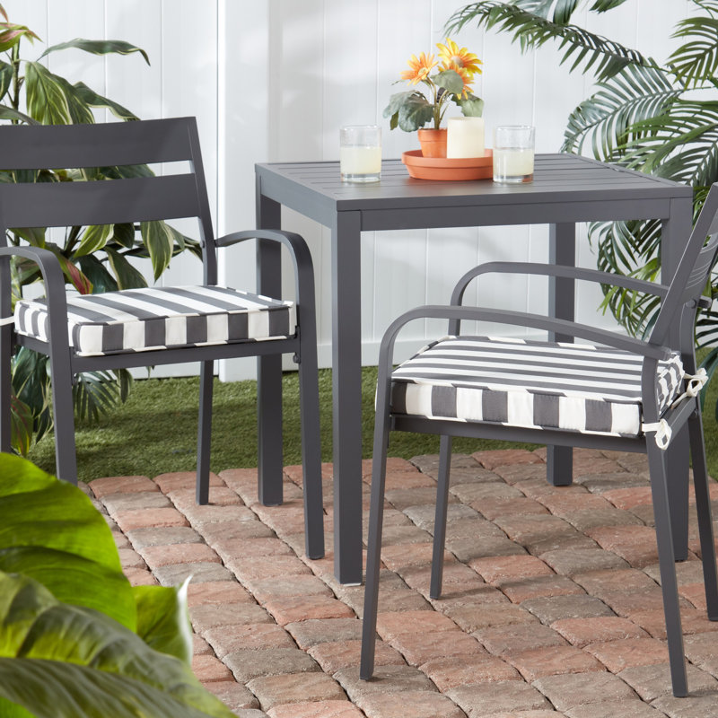 Outdoor Dining Chair Seat Pad, Canopy Gray Striped