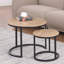 Table gigogne ronde 24 po, table basse d'appoint, finition bois de chêne naturel, peu encombrante, style industriel moderne