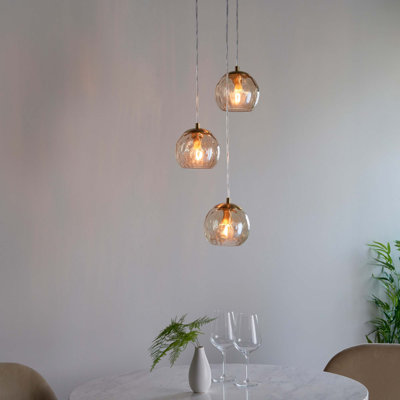 Litchford 3 - Light Brushed Gold Cluster Pendant