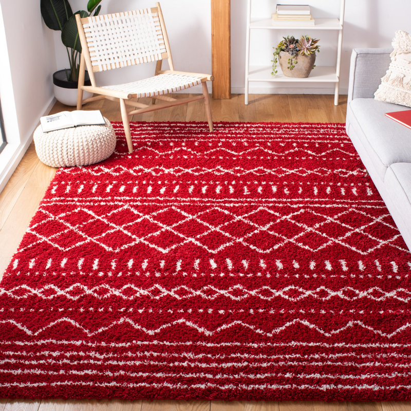 Develin Performance Chevron Rug, Rectangle 4' x 6', Red/Ivory