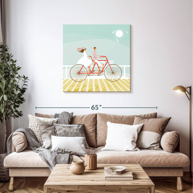 Senne, couple d'été à vélo, H 36 po x l 36 po