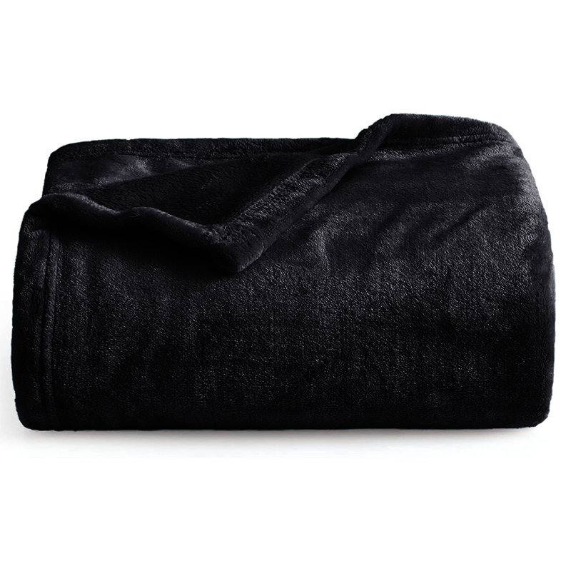 Makilah Sherpa Fleece Fur Blanket for Bed, Sofa Throw Soft all seasons , Black, 150cm H x 130cm W