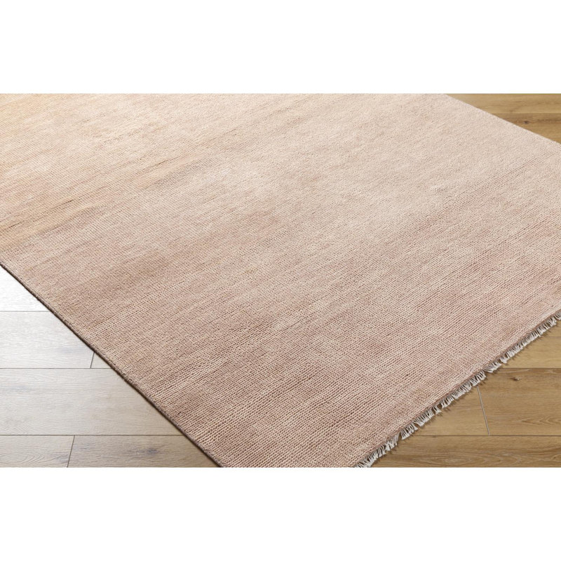 Hand Knotted Wool Area Rug in Pink, Rectangle 10' x 14'