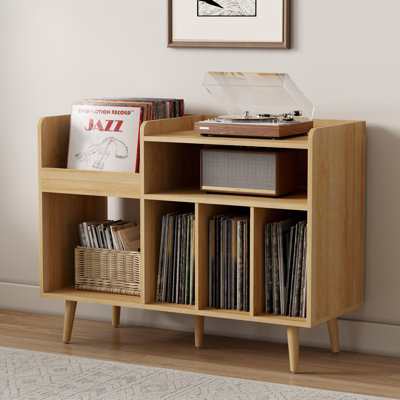 Disque vinyle / meuble tourne-disque vinyle, console de tourne-disque moderne Mid-Century
