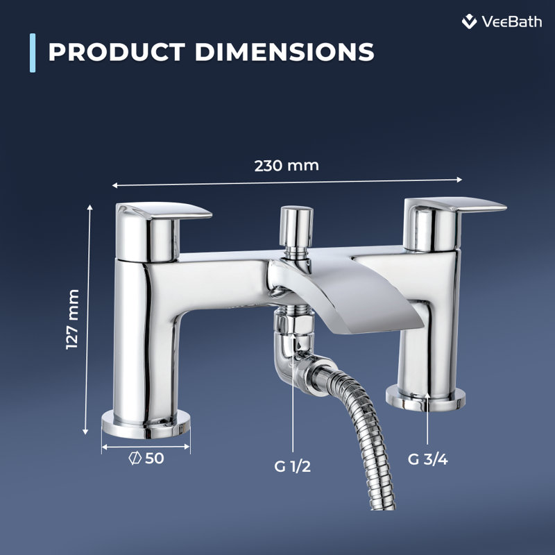 VeeBath Bath Shower Mixer Tap Chrome Bath and Shower Mixer
