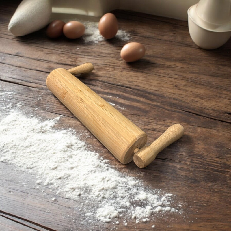 Rouleau à pâtisserie en bambou avec poignées