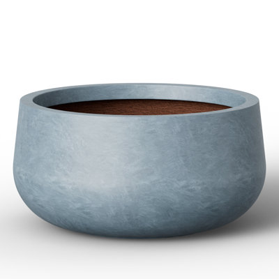 12 in. Slate Gray(Upgraded Interior) Small Concrete Round Planter / Pot Indoor & Outdoro Planter Bowl with Drainage Hole