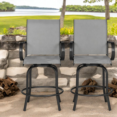 Swivel Patio Bar Stools, Steel Mesh Modern Seating For Outdoor Bar