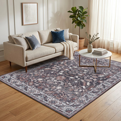Zehorit Machine Washable Vintage Area Rug For Living Room, Hallway Runner, Entryway Rug