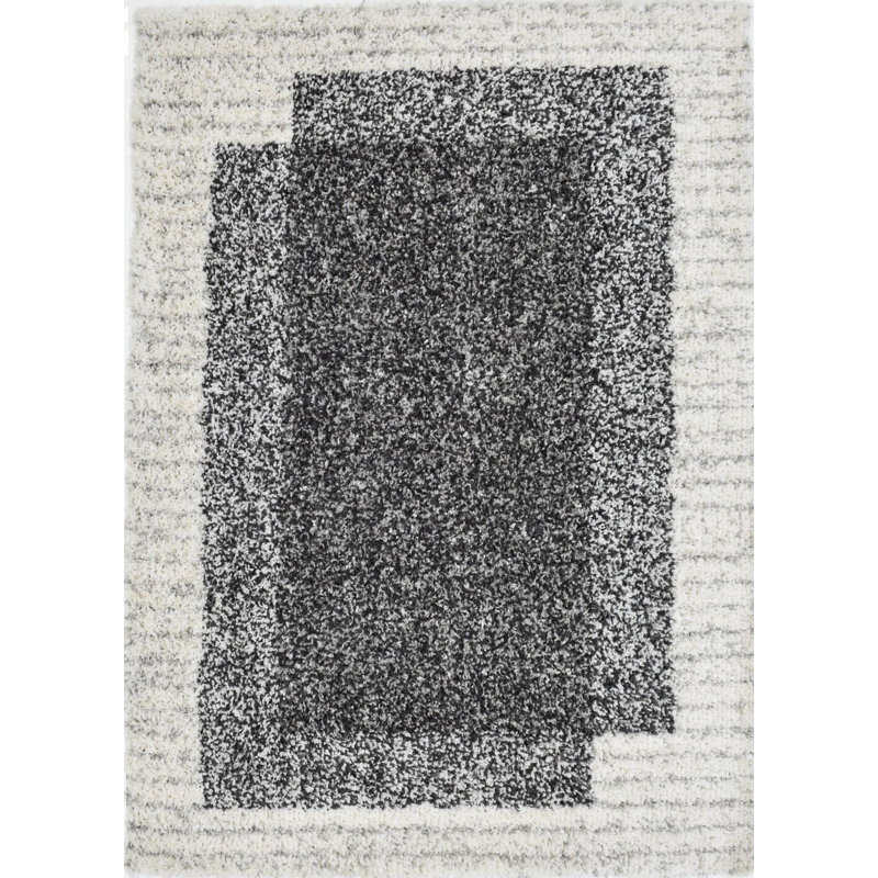 Ombre Machine Woven Polyester Area Rug in White, Rectangle 8'3" x 10'
