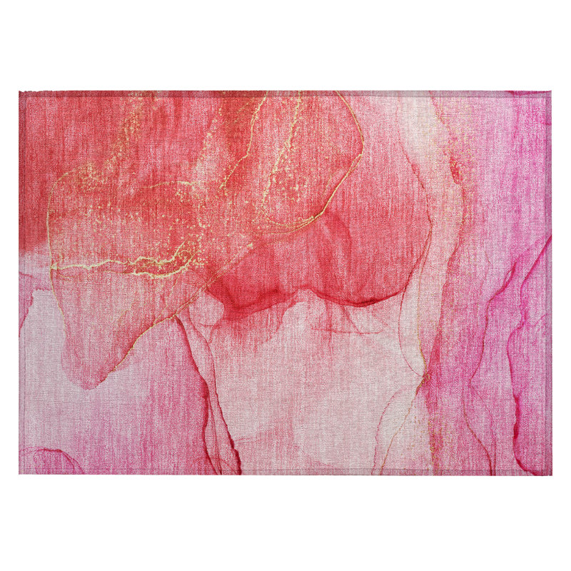 Tapis intérieur lavable abstrait rose 2 pi x 3 pi HomeRoots
