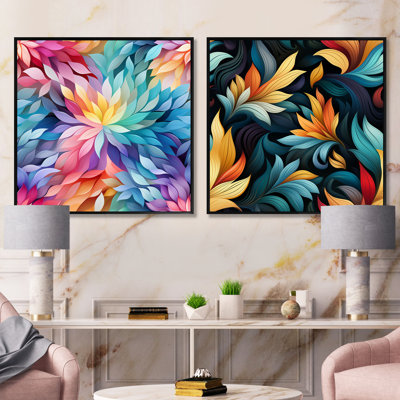 Mikayla - Abstract Botanicals Square Collage Set Of 2