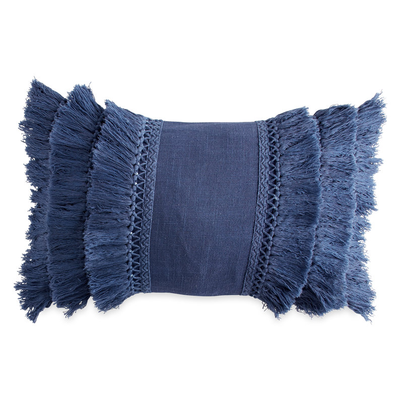  Rectangular Cotton Pillow Cover and Insert, Navy