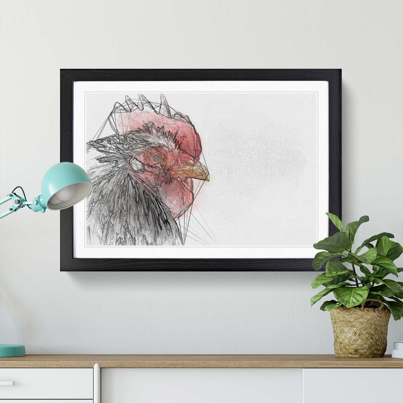 Grey Rooster Looking West in Abstract - Picture Frame Graphic Art Print, 62cm H x 87cm W x 2cm D, Black Framed