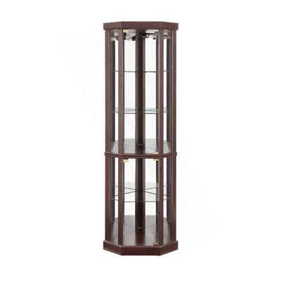 Corner Lighted Curio Cabinet Corner Glass Cabinet Lighted Curio Cabinet Corner Display Case For Living Room, Curio Cabinet, Antique Collection, Wine,B