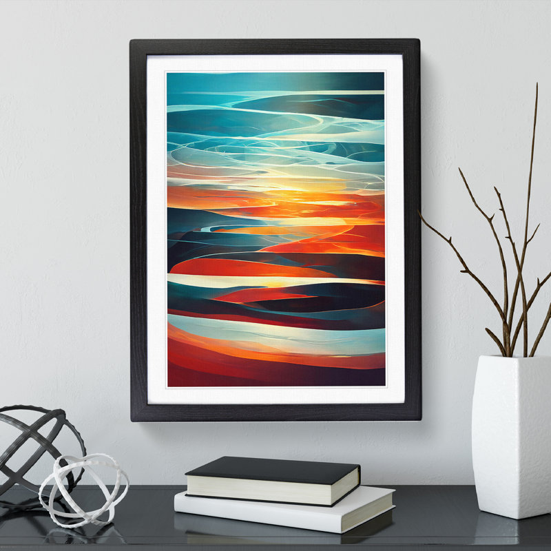 XV1022-4303X Sunset In Abstract No.5 - Single Picture Frame Print, Black Framed, 64cm H x 46cm W
