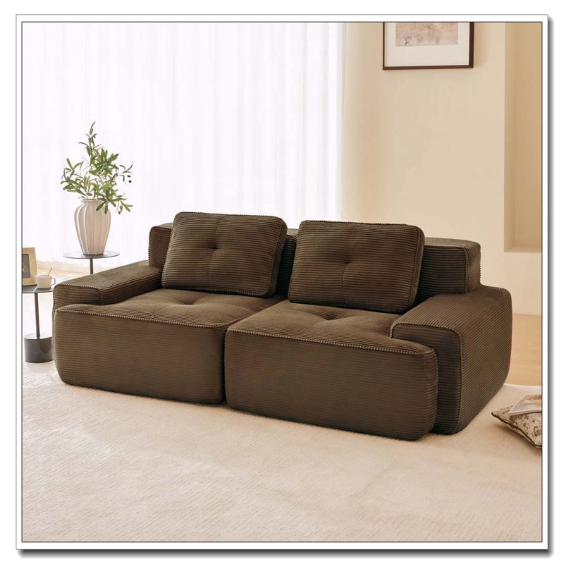 Modern Corduroy Sofa, Brown -2Seat