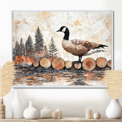 Oie dans la forêt canadienne, paysage de lac I - oie, art mural
