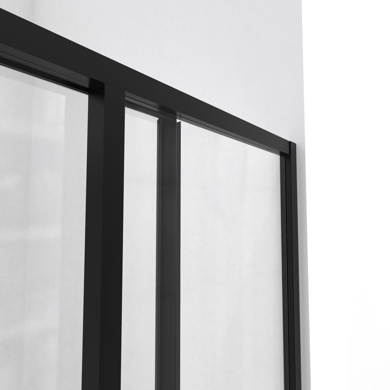 Matte Black 36" x 36" Sliding Shower Enclosure with Acrylic Wall Kit