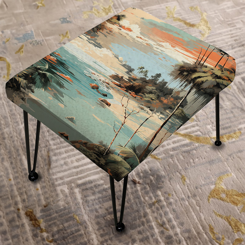 Serene Coastline Tropical Motif - Repose-pieds rectangulaire Coastal