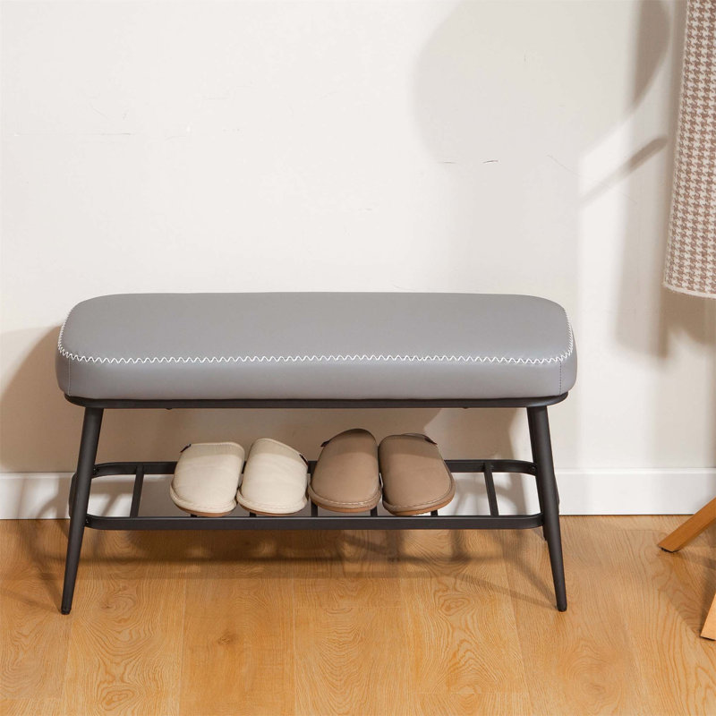 4 Pair Shoe Storage Bench, Grey