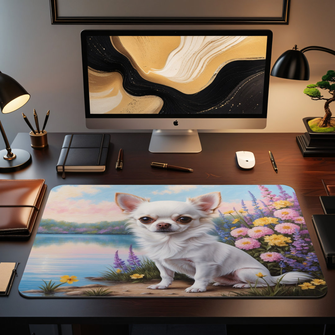 Chihuahua Dog Floral Desk Mat