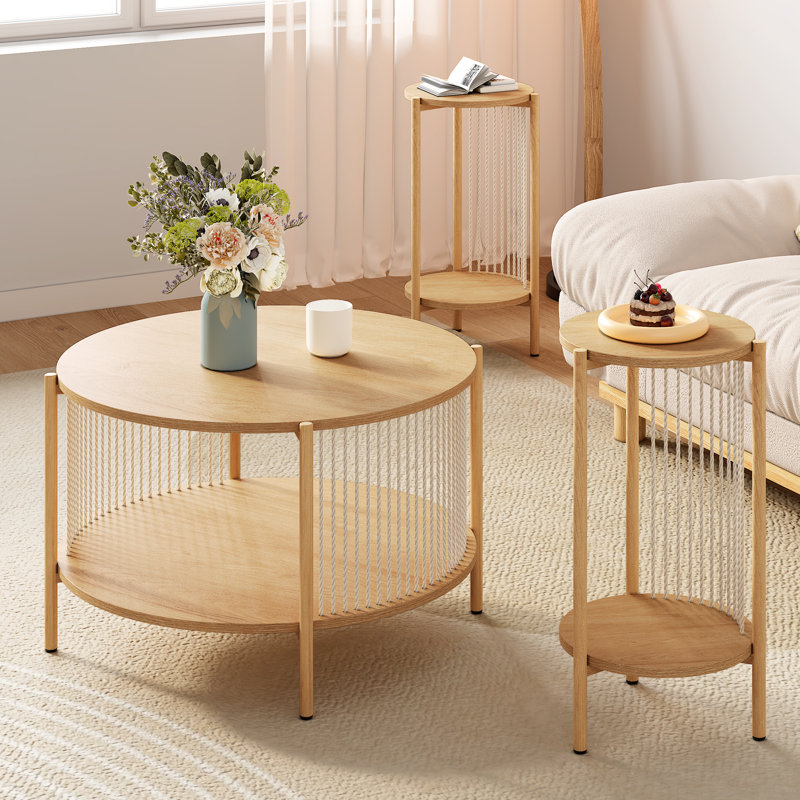 Ensemble de tables basses Bradham Boho, Brun