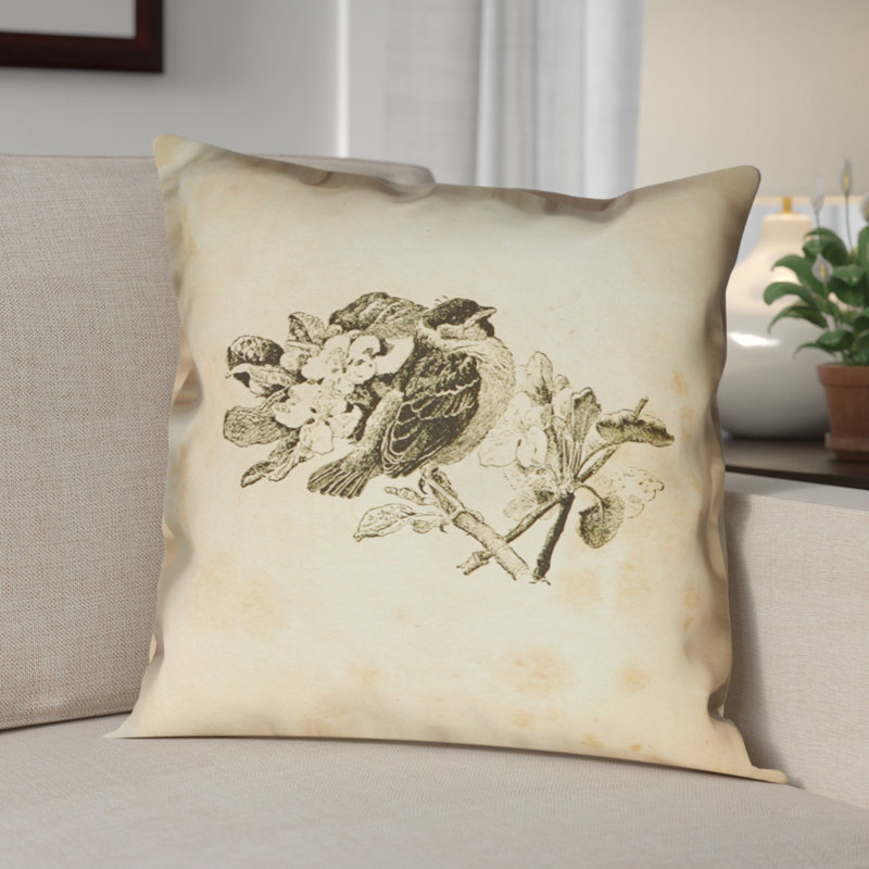 Katelyn Smith Vintage Bird Double Sided Throw Pillow, 28" x 28"