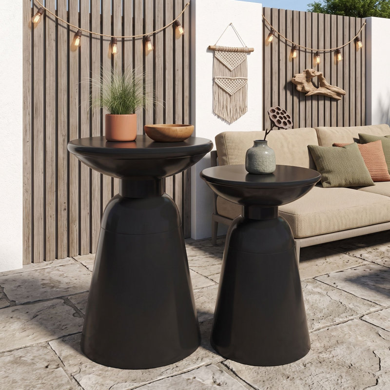 Ensemble de tables d'appoint pour l'extérieur, Noir