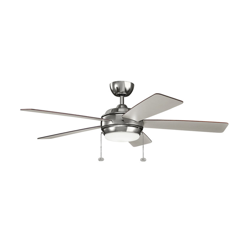 Starkk 52'' Ceiling Fan with LED Lights, Polished Nickel with Silver Blades