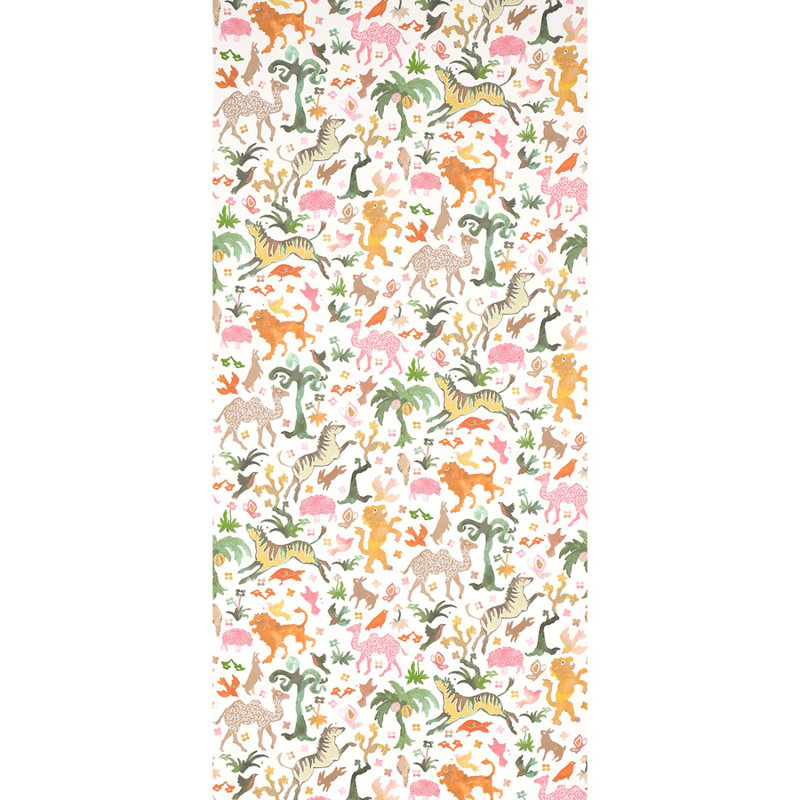 Papier peint Schumacher x Happy Menocal Beasts, Rose/or