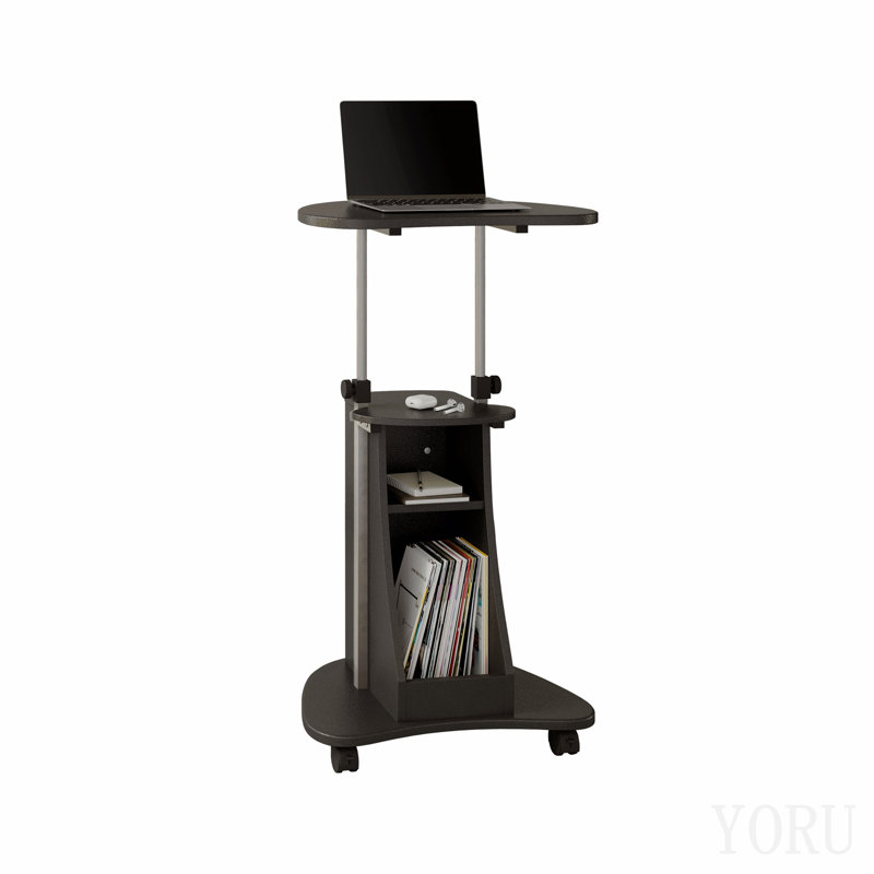 Chariot pour ordinateur portable à hauteur ajustable avec rangement Sit-To-Stand, graphite