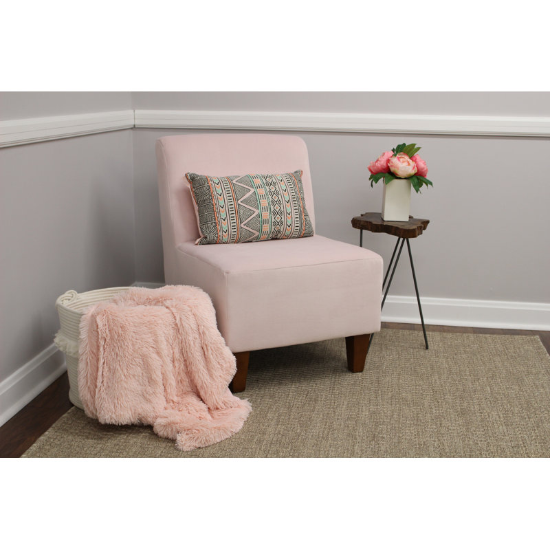 Adamski Upholstered Slipper Chair, Max Pink Blush Microsuede