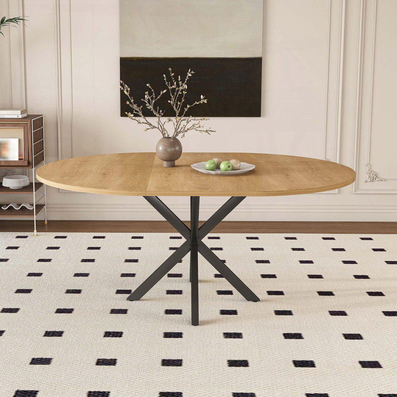 Table de salle à manger extensible ronde avec base en acier au carbone (43 po à 58 po)