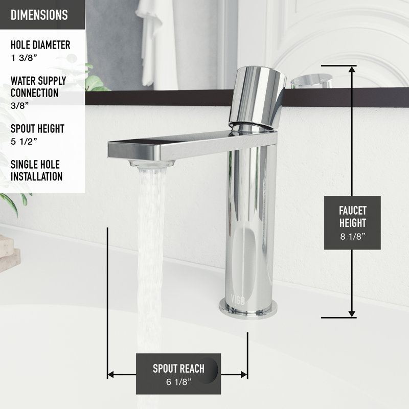 Halsey 8" H Single Handle Single Hole Bathroom Faucet, Chrome