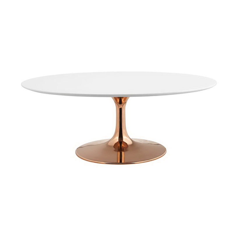 Table basse ovale en forme d'orchidée argentée, H 16,5 po x L 42 po x l 27,5 po, Rose, Blanc