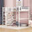 Functional Loft Bed With 3 Shelves, 2 Wardrobes And 2 Drawers,  Ladder With Storage, No Box Spring Needed, White-226544228