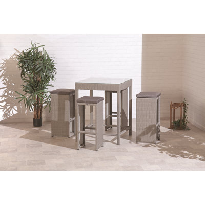 Emar 4 - Person Wicker Patio Dining Set with Square Table , Cushions Included