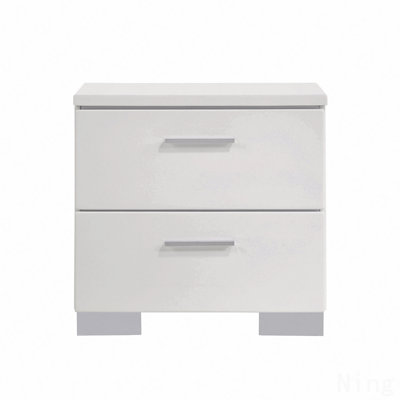 2-Drawer Nightstand In White High Gloss Finish