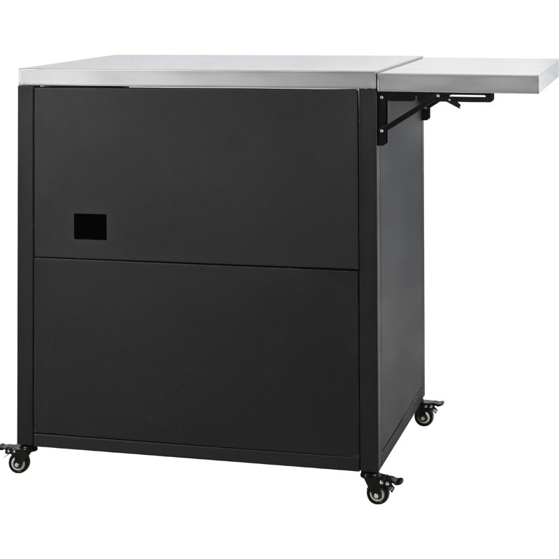 Armoire d'extérieur avec surfaces pliables et extensibles, structure solide, armoire de rangement noire matte: travail pliant noir, spacieux