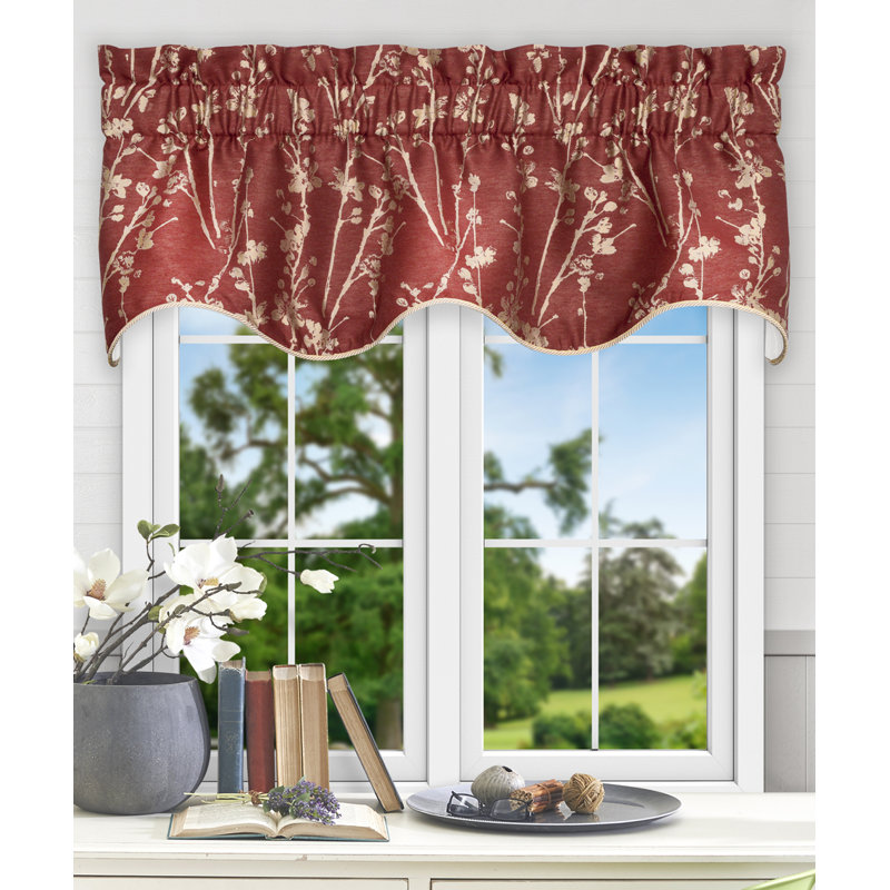 Cardinal Floral Scalloped 50'' W Rod Pocket Valance